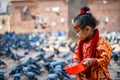 Little girl dressed as Kumari during Indra Jatra Festival