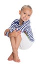 Little girl dressed as a sailor boy Royalty Free Stock Photo