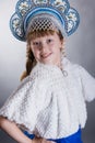 A little girl dressed as Snow Maiden Royalty Free Stock Photo