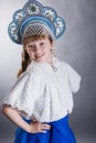 A little girl dressed as snow maiden Royalty Free Stock Photo