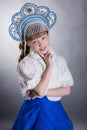 A little girl dressed as Snow Maiden Royalty Free Stock Photo