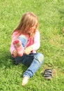 Little girl dressing up socks