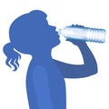 Little girl drink water. Concept of healthy lifestyle. Vector