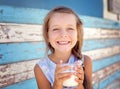 Little girl is drinking milk Royalty Free Stock Photo