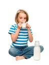 Little girl drinking milk.