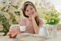 Little girl drinking tea Royalty Free Stock Photo