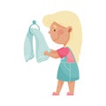 Little Girl Drying or Wiping Her Hands on a Towel Vector Illustration