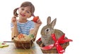 Little girl with easter rabbits