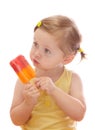 Little girl eating colorful ice lolly Royalty Free Stock Photo