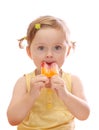 Little girl eating colorful ice lolly Royalty Free Stock Photo