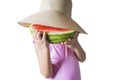 Little Girl Eating A Fresh Watermelon Royalty Free Stock Photo