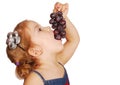 Little girl eating grape