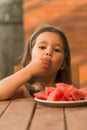 Little girl eating healthy snack Royalty Free Stock Photo