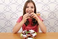 Little girl eating homemade pie