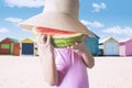 Little Girl Eating A Slice of Watermelon Royalty Free Stock Photo