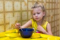 Little girl eating soup Royalty Free Stock Photo