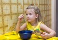 Little girl eating soup Royalty Free Stock Photo