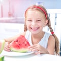 Little girl eating watermelon Royalty Free Stock Photo