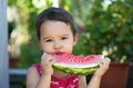 Little girl eating watermelon Royalty Free Stock Photo