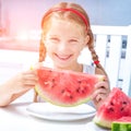 Little girl eating watermelon Royalty Free Stock Photo