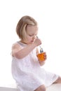 Little girl eating yogurt. Royalty Free Stock Photo