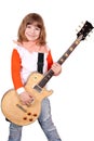 Little girl with electric guitar Royalty Free Stock Photo