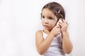 Little girl with electronic thermometer Royalty Free Stock Photo