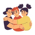 Little Girl Embrace Boy Supporting and Comforting Sad Friend Vector Illustration Royalty Free Stock Photo