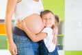 Little girl embracing pregnant mother Royalty Free Stock Photo