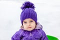 Little girl emotional portrait, closeup. Kid looking straight to the camera. Royalty Free Stock Photo