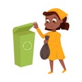 Little Girl Engaged in Housework Taking out the Trash Vector Illustration Royalty Free Stock Photo