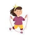 Little Girl Engaged in Physical Education Skipping Rope During Class at School Vector Illustration Royalty Free Stock Photo