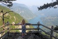 Little girl enjoy in nature viewpoint Banjska stena Tara