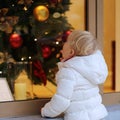 Little girl enjoying christmas shopping