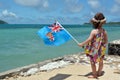 Little girl on family travel holiday vacation in Fiji