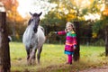 Little girl feeding a horse Royalty Free Stock Photo