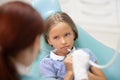 Little girl feeling scared of dental examination