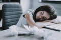 Little Girl Fell Asleep Sitting on Chair at Table Royalty Free Stock Photo