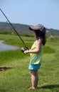 Little girl fishing Royalty Free Stock Photo