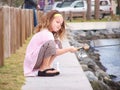 Little girl fishing Royalty Free Stock Photo