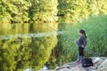 Little girl fishing Royalty Free Stock Photo