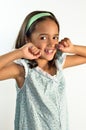 Little Girl Flossing her Teeth Royalty Free Stock Photo