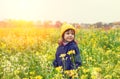 Little girl flower field Royalty Free Stock Photo