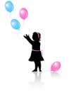 Little girl with flying colored balloons Royalty Free Stock Photo