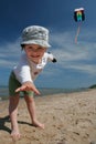 Little girl flying kite Royalty Free Stock Photo