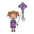 Little girl flying kite Royalty Free Stock Photo