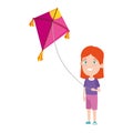 Little girl flying kite Royalty Free Stock Photo