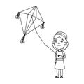 Little girl flying kite Royalty Free Stock Photo