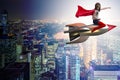 The little girl flying rocket in superhero concept Royalty Free Stock Photo