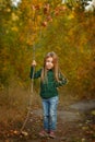 Little girl in forest Royalty Free Stock Photo